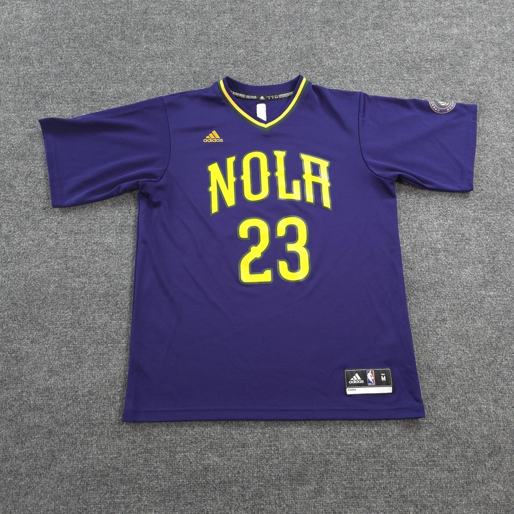 New Orleans Pelicans Jersey Mens M Purple NBA Mardi Gras Adidas Anthony Davis 23